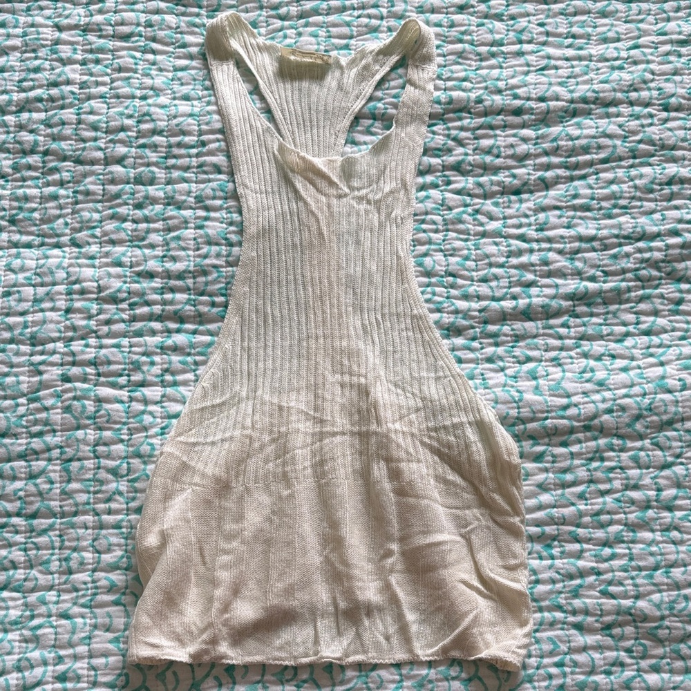 Women’s Cream Ribbed Racerback Tank Top free people intimately xs